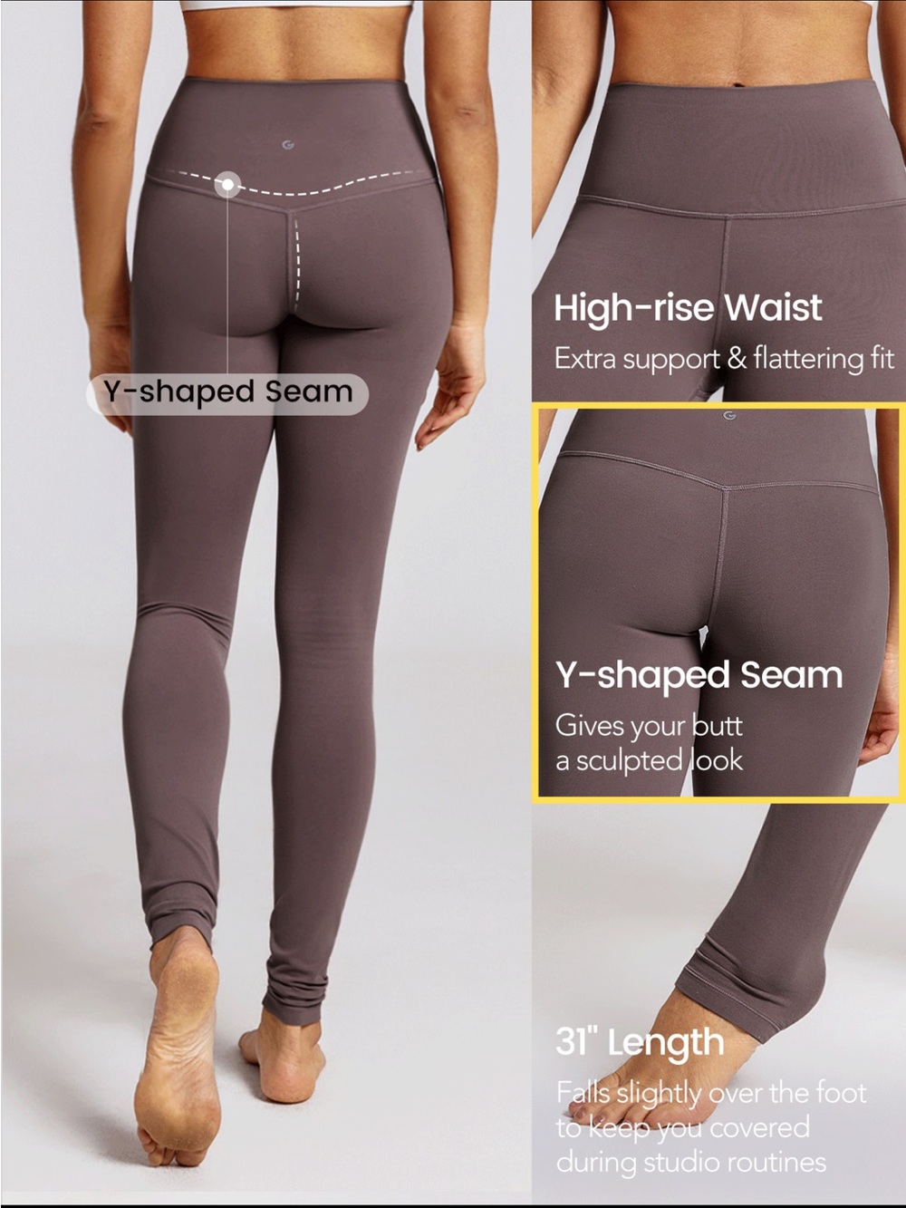Glowmode Mauve Brown High Rise 31” Buttery Soft Leggings | NWOT - Picture 2 of 11